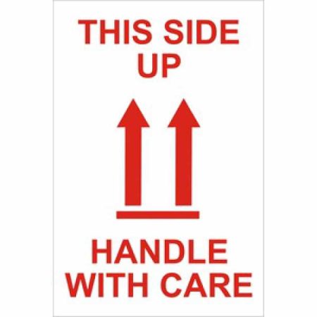4" x 6" "THIS END UP" Handle with Care; w/ Directional Arrows