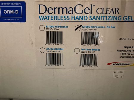 DermaGel Clear 800ml. Waterless Hand Sanitizing Gel