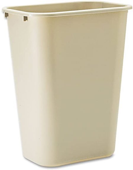 10 1/2" Rectangular Beige Deskside Plastic Wastebasket