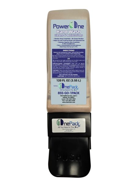 a hand wash dispenser with a label
